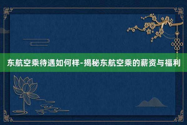 东航空乘待遇如何样-揭秘东航空乘的薪资与福利
