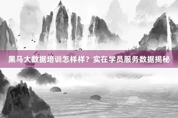 黑马大数据培训怎样样？实在学员服务数据揭秘
